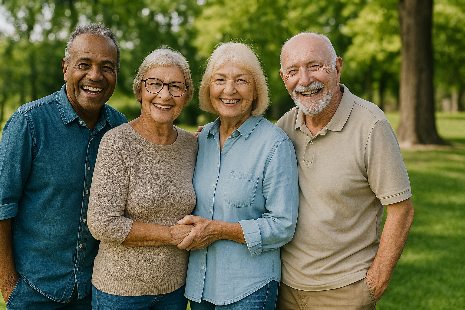Happy seniors outdoors